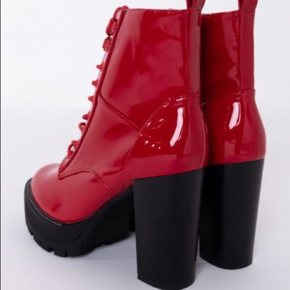 🎉Host Pick🎊 Dolls Kill Fire Engine Red Patent Leather Boots - Picture 3 of 3